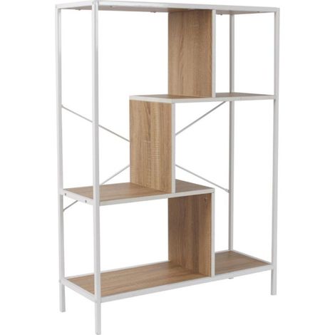 Étagère Design "Edison"113cm Naturel & Blanc (1/5)