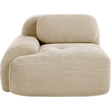 Canapé d'angle modulable - Velours côtelé - Beige - 104x103x70 cm - 18.2 kg - Accoudoirs courbés - Antidérapant (1/5)
