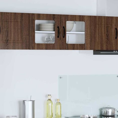 Wall Glass Cabinet LUCCA Brown Oak 80 x 31 x 40 cm vidaXL