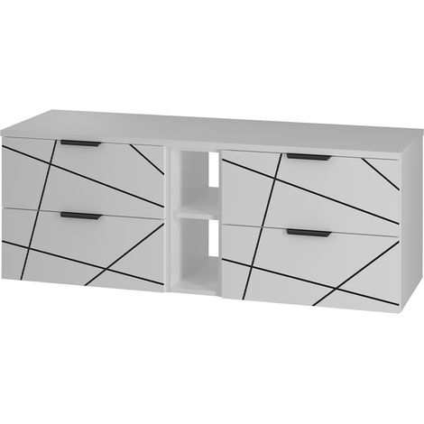 Waschtischunterschrank 140cm Teren mit 4 Schubladen, Weiß (1/5)