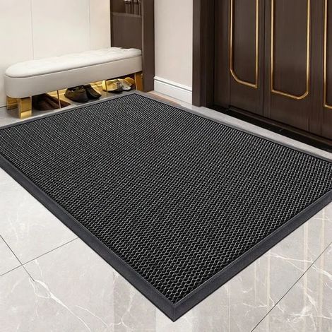 Paillasson d'extérieur 50 x 80 cm, tapis d'entrée noir haute résilience adapté aux entrées extérieures, patios et autres espaces séchage rapide, durable et antidérapant. (1/5)