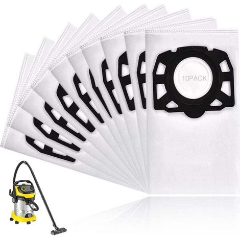10 sacs pour aspirateur Kärcher 2.863-006.0, sacs filtrants en polaire, 487 sacs de rechange, compatibles avec les modèles WD4, WD5, WD6, WD5P, WD6P Premium, MV4, MV5 et MV6. Sacs filtrants pour aspir (1/4)
