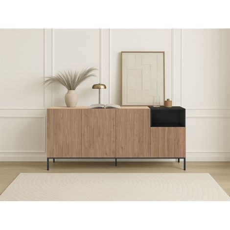 BOBOCHIC - Buffet 4 portes 1 niche 180 cm CECILIA effet chêne (1/5)