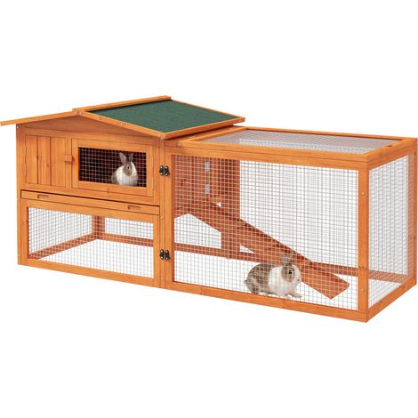 Kleintierstall Kleintierkäfig Kleintierhaus mit Asphaltdach Tannenholz Orange (1/5)