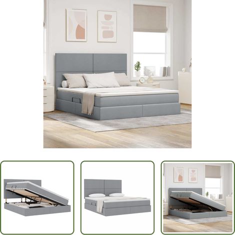 vidaXL Bett mit Stauraum - Aufbewahrungsbett mit Matratze Hellgrau 160 x 200 cm Polyester (1/5)