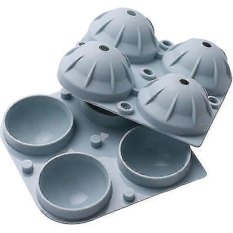 Moule à glaçons rond en silicone à 4 compartiments, grand moule à glaçons (bleu) (1/4)