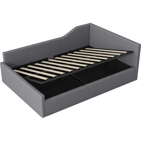 Lit banquette 140x200 avec rangement pour chambre invités sans matelas