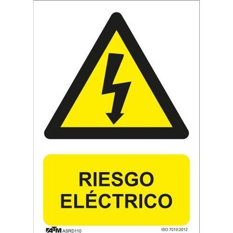 Señal de peligro ATM con material PVC y medidas 30x20 cm para riesgo eléctrico.