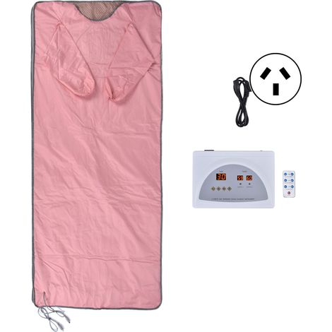 Couverture Sauna 650W Double Face Chauffante Imperméable PU Rose Points Manches Accessibles Infrarouge Lointain Prise AU 220V (1/5)
