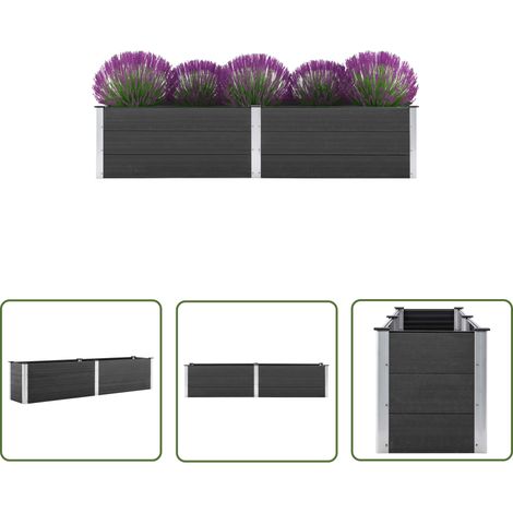SKM Lit surélevé de jardin 250x50x54 cm WPC Gris (1/5)