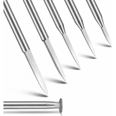 Mini outils de sculpture sur bois pour outils rotatifs, 5 forets de gravure et 1 foret diamanté Outils,avec tige de 3 mm pour le bricolage et la micro-sculpture sur bois (1/5)