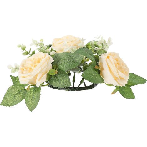 Couronnes de bougies avec roses artificielles décoratives (lot de 4) (1/5)