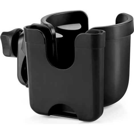 Portabicchiere universale 2 in 1 con supporto per telefono, adatto a passeggini, biciclette e sedie a rotelle. (1/5)