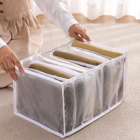 Organisateur Placard 7 Compartiments, Pliable Empilable pour Chaussettes (1/4)