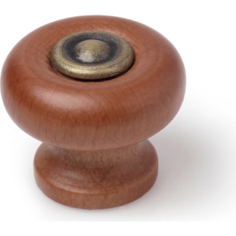 Pomo en madera con acabado nogal, dimensiones: 30x30x25mm, Ø: 30mm - (1/4)