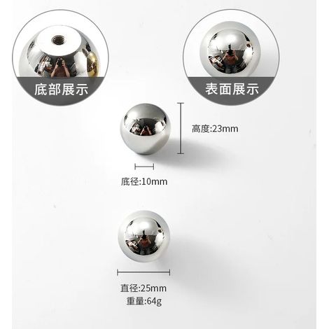 (Argent brillant - B - 1 pièce) Boutons et poignées en laiton massif de style nordique pour tiroirs et commodes - Poignées de meubles en bronze - Poignées créatives et luxueuses pour armoires de cuisi (1/5)