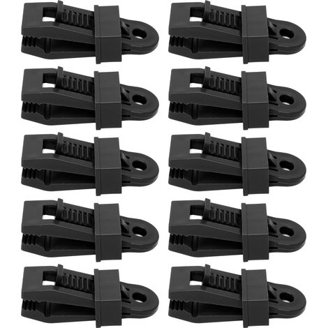 10 Pinces à Bâche Grand Format Serre-toile Solide Verrouillage Camping Abri de Jardin Noir Lot de 10 (1/5)