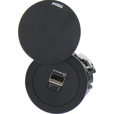Evoline One USB-Charger 2-fach Typ A+C, mit Drehdeckel, KS weiß (1/5)