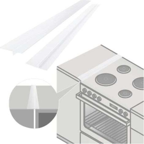 Paquet de 2 couvercles de joint de comptoir de cuisine en silicone, longueur de remplissage 53 cm, scellage entre la cuisinière et le four (Blanc)
