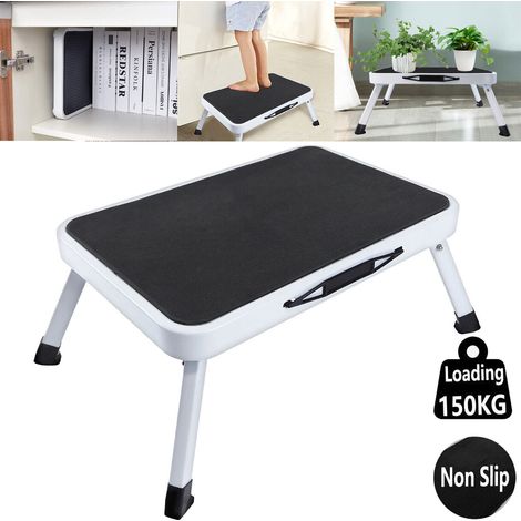 Foldable Step Ladder Non Slip Tread Safety Small Stool Steel Ladders Kitchen DIY (1/5)