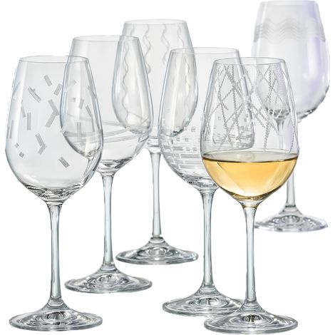 Lot de 6 verres à vin en verre transparent pour dégustation 350 ml - 5 x 5 x 25 cm - PANGIVO