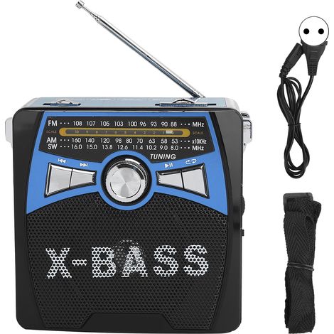 Radio FM AM Portable avec Antenne Télescopique, USB et Alimentation 110-240V (Bleu UE) (1/5)