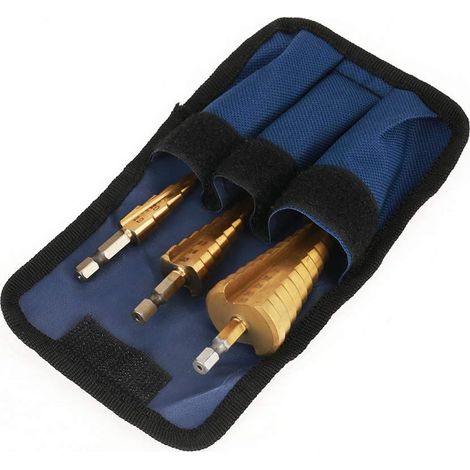 3PCS Foret Fraise Meche Etage, 4-12/20/32mm Meche a etages Acier Rapide HSS, Triangle Conique Titane, Cone Cutter, Foret étagé à Tige Hex Pour Visseuse Percage sur Acier, Laiton, Bois, Plastique (1/5)