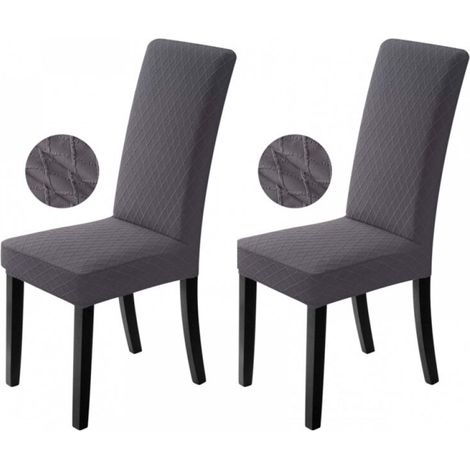 Housses de chaise extensibles,lavables et amovibles, adaptées aux restaurants, bureaux, hôtels, mariages (2 pièces, gris foncé) (1/5)