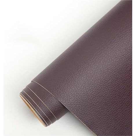 Simili Cuir Autocollant Patch De Réparation Auto-adhésif Pour Cuir, Kit De Patchs De Réparation En Vinyle Similicuir Grainé Pour Canapés, Sièges Auto Et Meubles(Dark Brown,50x137cm) (1/5)