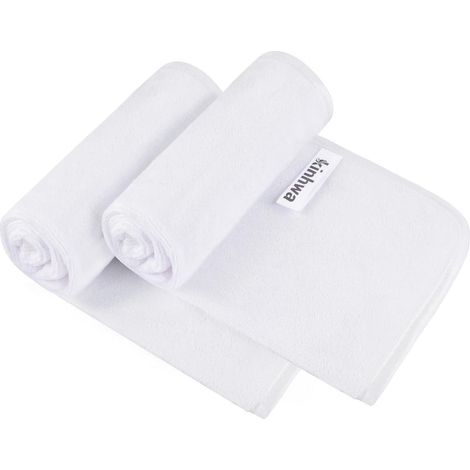 Lot de 2 serviettes microfibre ultra absorbantes 30x50 cm blanches (1/5)