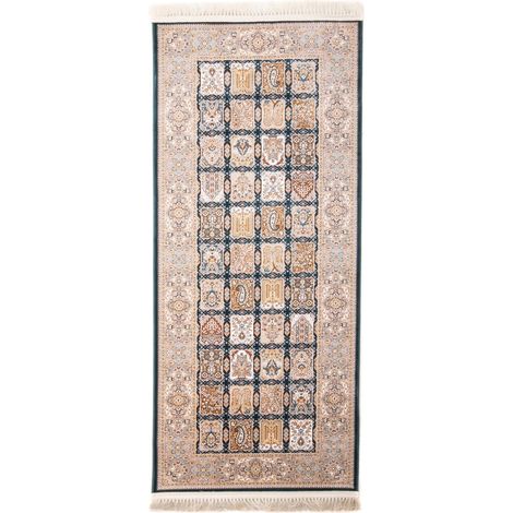 Tapis persan Mahsoom  - 200x100cm, Rectangular - 100% Acrylique - Tissé - Vert de mer