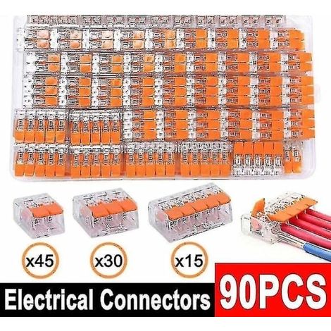 90 connecteurs électriques alternatifs Wago 221, borniers à fils réutilisables (1/5)