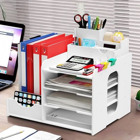 Multifunktionaler Schreibtisch-Organizer – Aufbewahrungsbox, Ablage und Dokumentenhalter – PVC-Fach für Zuhause und Schule (1/5)