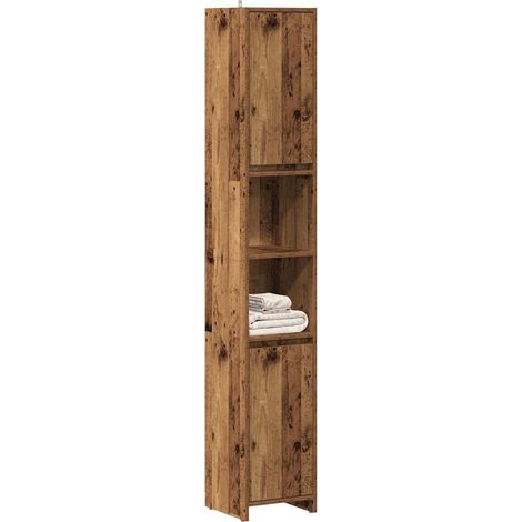 Badschrank Altholz-Optik 30x30x183,5 cm Holzwerkstoff
