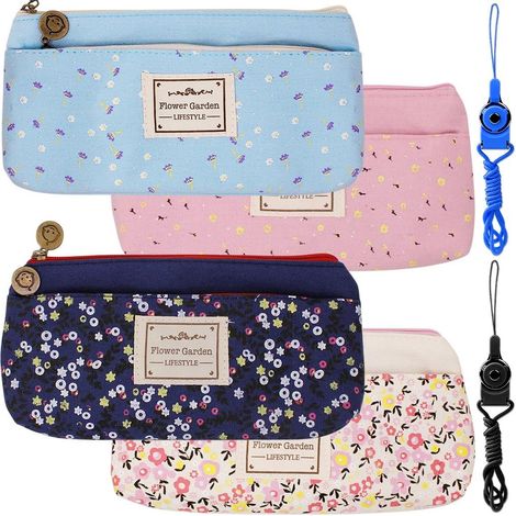 Étui à crayons en toile florale 4PCS avec 2 élingues (1/3)