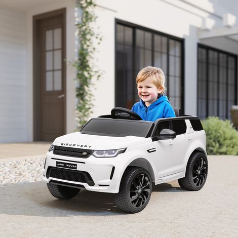 Voiture électrique pour enfants, véhicule 12 V avec télécommande, lumières LED, musique et klaxon, 3-6 ans, blanche (1/5)