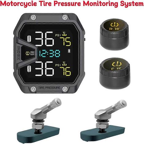 Système de surveillance de la pression des pneus de moto (TPMS), avec 2 capteurs, étanche IP65, système de surveillance de la pression des pneus sans fil B (1/5)