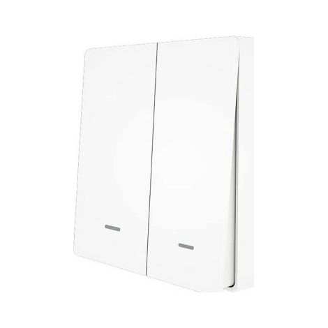 Telecomando Interruttore 2 Tasti, RF 433MHz, TUYA, Smart Life, 3V Con Pile CR2032 (non incluse), 86X86X16mm, IP20, SH4492