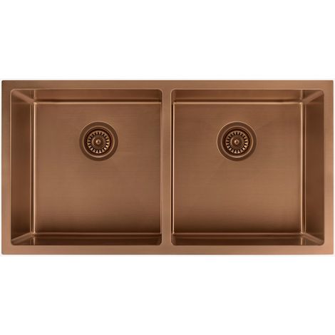 Lavello da cucina doppio 855 mm - rame spazzolato - Tilia
