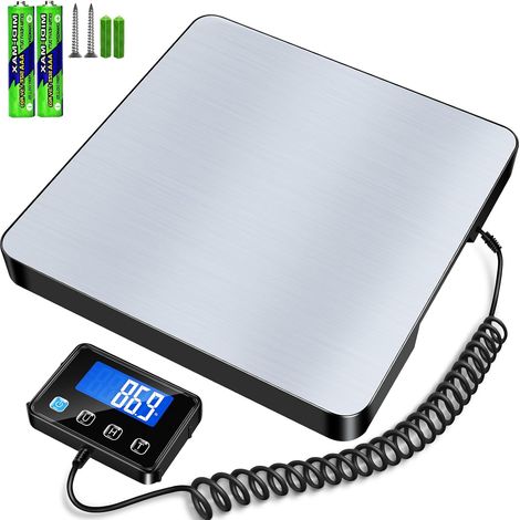Balance à plateforme haute précision 200 kg/10 g avec fonction maintien/tare – Design robuste en acier inoxydable, écran LCD, 4 unités et montage mural – Balance numérique pour colis pour (1/5)