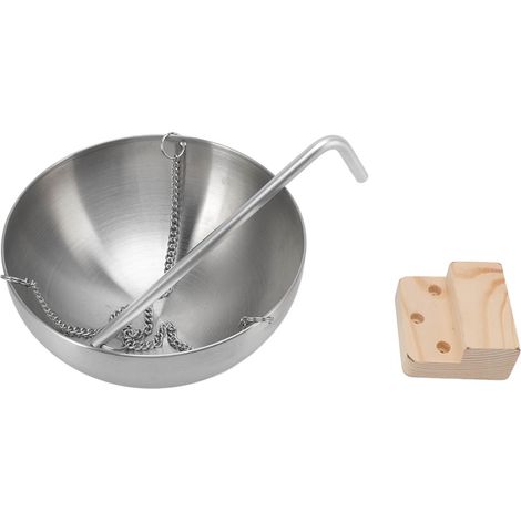 Bol de sauna suspendu en acier inoxydable avec bloc de bois pour huiles essentielles, longueur 20 cm. (1/5)