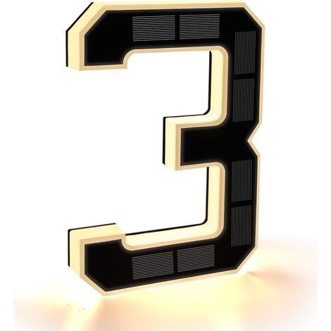 Noir (3 Noir, 23 cm) Numero de Maison Exterieur Solaire Illuminé pour Extérieur étanche, Numero Porte, Plaque de Numéro de Maison Illuminée Solaire, Numéro de Maison Lumineux (1/5)