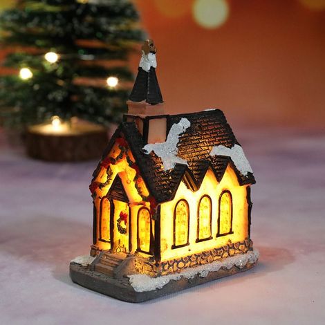 Maisons de village de Noël à piles, décorations électriques de village de Noël, bâtiments illuminés, décorations de Noël à LED, couverture de neige B (1/5)