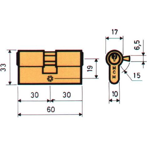 CILINDRO DI SICUREZZA 33,5X33,5 MCM.
