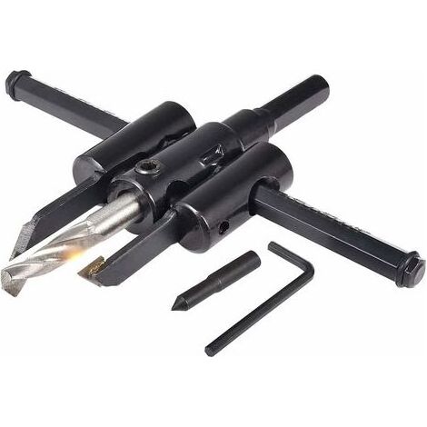 30mm à 120mm Cercle Réglable Cutter Scie Kit, Foret Pour Cloison Sèche En Bois Scie Coupe Ronde, Travail Du Bois Trou Trous DIY Outils (30-120mm) (1/5)