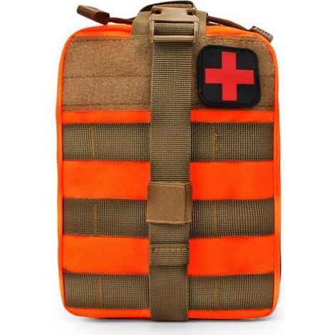 Kit de premiers secours tactique camouflage, accessoires médicaux inclus, sac de rangement d'urgence pour interventions routières et usage extérieur (1/5)
