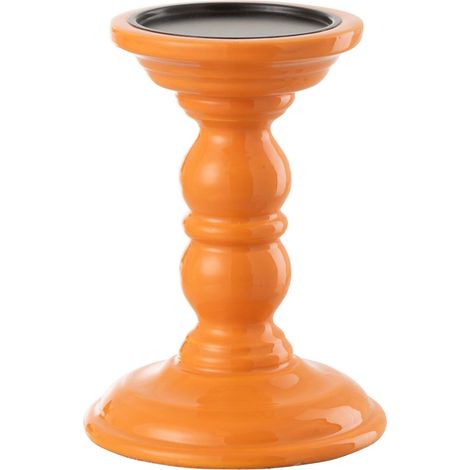 Bougeoir Haltère en Bois "Waldo" 17cm Orange (1/5)