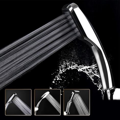 Hand shower with 300 holes, 300% turbo high pressure, 30% water saving shower, chrome (energy class A) [Energy class A+] (1/5)