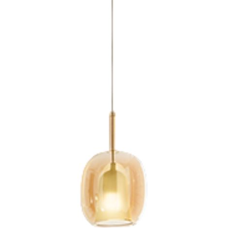 Suspension En Verre Borosilicate Ambre Avec Douille E27, Design Moderne 17,5X30,5 Cm, Câble Réglable 300 Cm - Perenz (141 Caractères)