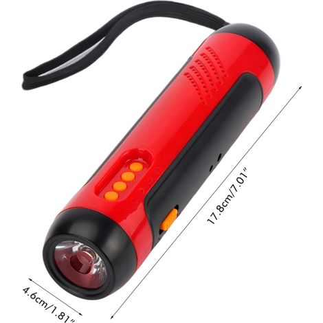Lampe torche portable à manivelle avec alarme, radio FM et générateur LED 1800 mAh pour la maison, le camping et la randonnée. (1/5)